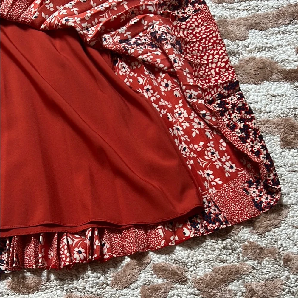 Mikael Aghal Red Floral Patchwork Midi Dress - Picture 6 of 6